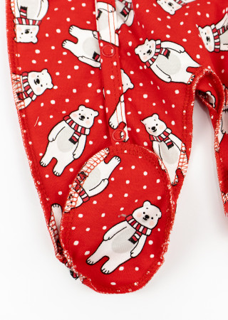 Baby interlock romper with festive Bears print