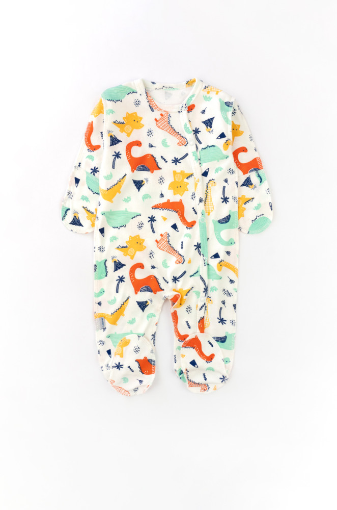 Knitted Jumpsuit with Outside Seams for Newborns Dino