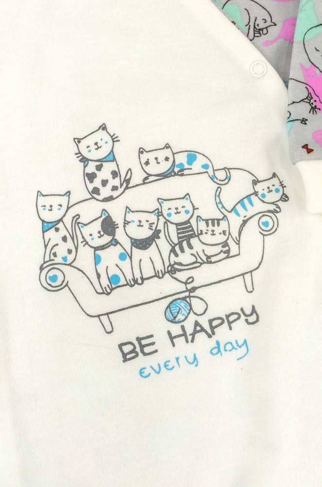 Детский хлопковый слип с шапочкой - принт Коты