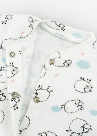 Baby sleepsuit Cute Lambs with snaps and closed feet