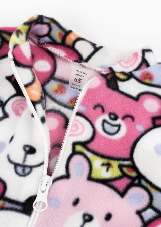 Anime Fleece Jumpsuit for Babies with Open Legs and Zipper