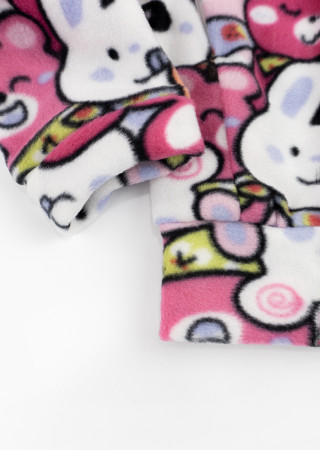 Anime Fleece Jumpsuit for Babies with Open Legs and Zipper