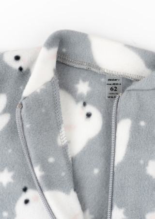 Детский флисовый комбинезон с кроликами и открытыми ножками