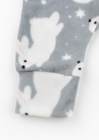 Детский флисовый комбинезон с кроликами и открытыми ножками