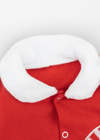 Праздничный комбинезон с пушистыми элементами и вышивкой