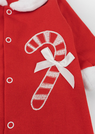 Праздничный комбинезон с пушистыми элементами и вышивкой