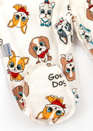 Cotton Baby Romper – Outside Seams – Dog Pattern