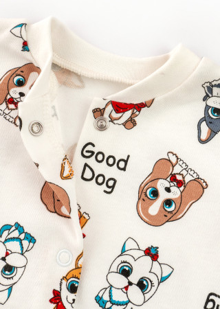 Knit Baby Romper with Dog Print – Closed Feet