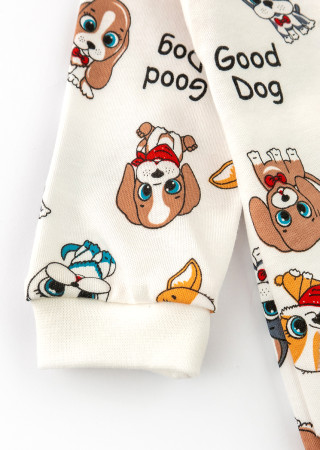 Knit Baby Romper with Dog Print – Closed Feet