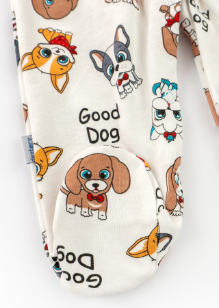 Knit Baby Romper with Dog Print – Closed Feet
