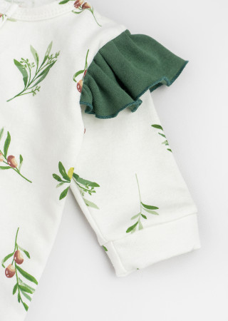 Cotton baby romper and fleece fabric headband