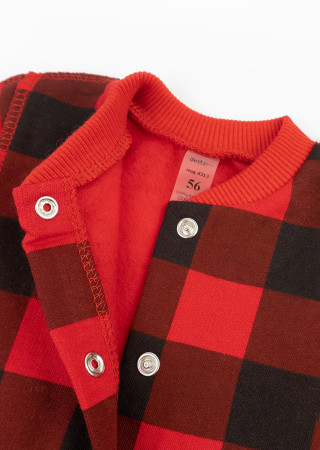 Человечек для новорожденных в клетку из трикотажа с начёсом