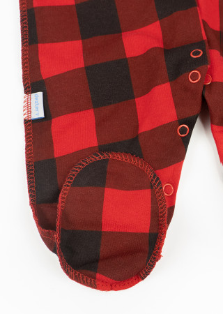 Человечек для новорожденных в клетку из трикотажа с начёсом