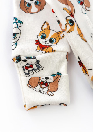 Śpioszki niemowlęce Cute Dogs z ukośnym zapięciem na napy