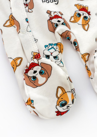 Śpioszki niemowlęce Cute Dogs z ukośnym zapięciem na napy