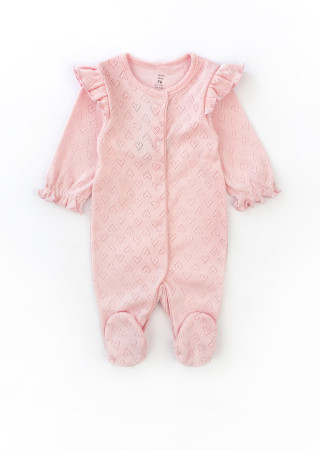 Baby Girl Sleepsuit with Closed Feet and Bow Hat