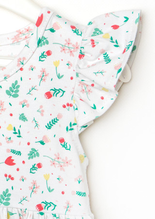 Girls Cotton Dress Field Flowers with Flutter Sleeves