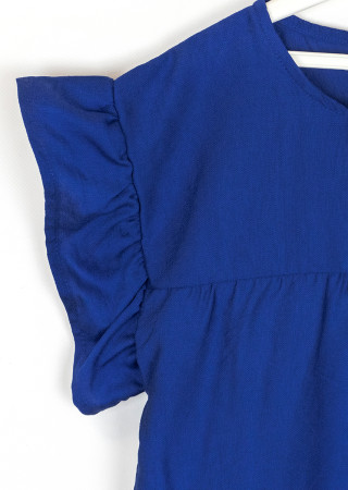 Summer Girls' Dress Made of Crinkle Linen Fabric