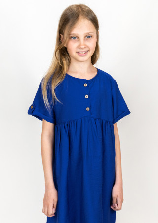 Light children's dress with buttons made of crinkled linen