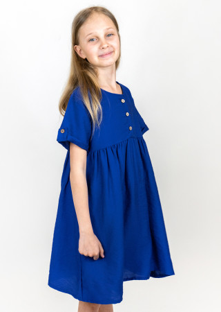 Light children's dress with buttons made of crinkled linen
