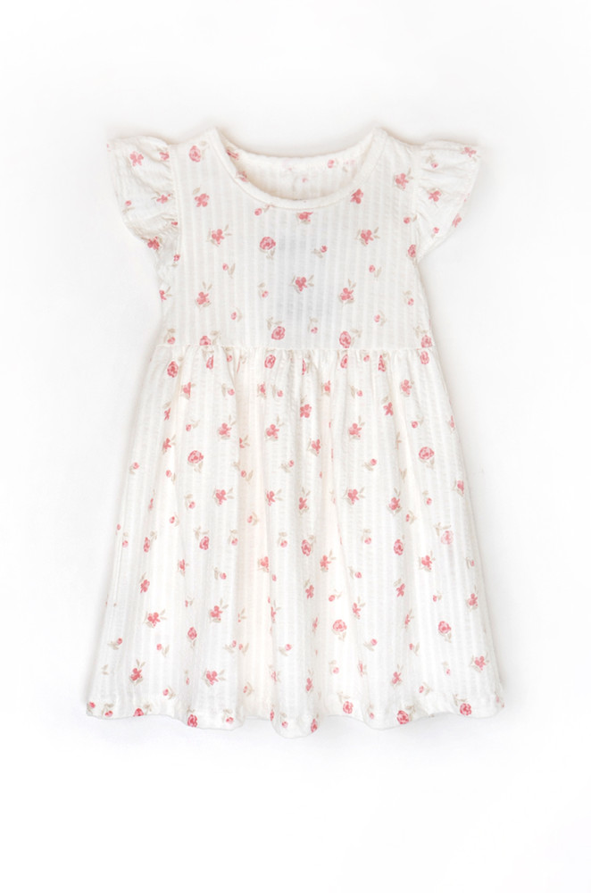 Girls Dress Roses Interlock Crinkle Fabric