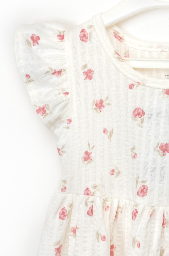 Girls Dress Roses Interlock Crinkle Fabric