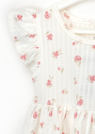 Girls Roses Dress in Interlock Crinkle Fabric