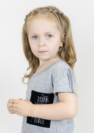 Girls dress-tunic with short sleeves and decorative pocket