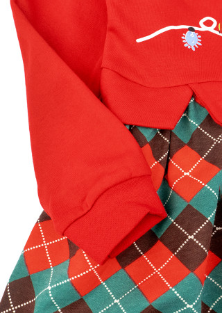 Ciepła sukienka dziecięca w kratkę na Boże Narodzenie